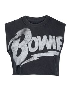 David Bowie crop top Bowie Tshirt, Shaggy Jacket, Breaking The Rules, Black Crop Tee, Velvet Flare Pants, Rock Vintage, Rocker Style, Rock T Shirts, Bell Bottom Pants