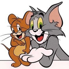 two cartoon mouses hugging each other with their mouths open