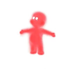 a blurry image of a small red figure