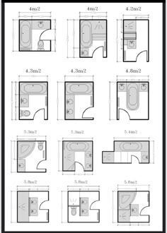 the floor plan for a bathroom is shown in black and white