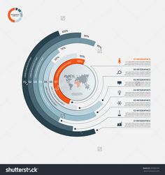 modern info graphics design template with world map in the center and arrows on each side