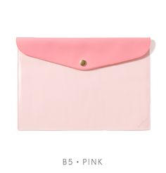 a pink envelope with a gold button on the front is shown in full color and size