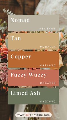 the font and color scheme for an autumn wedding