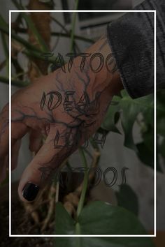 a person's hand with tattoos on it and the words written in black ink