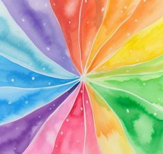 a rainbow colored umbrella painted with watercolors