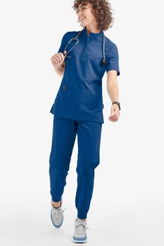 Movement by Butter-Soft Lyrae Women's 4-Pocket Mock Neck with Zip Closure Scrub Top, Nursing Scrubs Plus Size Scrubs, Nursing Scrubs, More Flexible, Uniform Advantage, Scrubs Nursing, Mock Neck Top, The Movement, Scrub Tops, All Colors