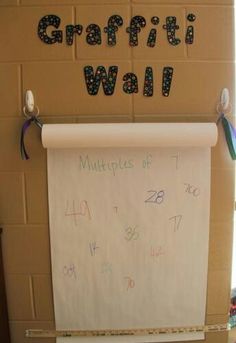 a bulletin board with writing on it that says crappy wall multiples of 1, 2, 3, 4