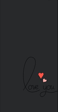 the word love you is written in black with two red hearts on it's side