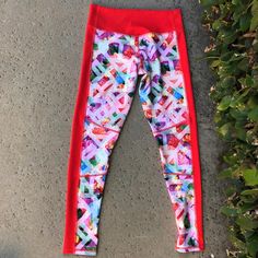 Never Worn! Floral Geometric Print. Color Is A Red Orange. Red Sports Bottoms For Spring, Adidas Activewear For Spring Training, Adidas Activewear For Training In The Spring, Red Athleisure Leggings For Spring, Red Workout Bottoms For Spring, Fitted Red Leggings For Spring, Sporty Fitted Multicolor Pants, Fitted Adidas Activewear, Red Fitted Sportswear Bottoms