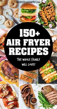 the cover of 150 air fryer recipes, including meats and veggies