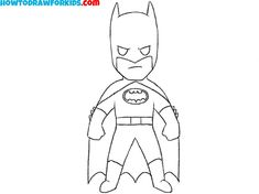 how to draw batman from the animated movie, with easy step by step instructions for kids