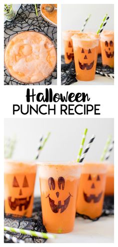 halloween punch recipe with pumpkin faces on it