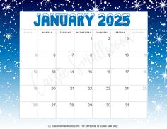 Free printable January 2025 calendar with snowflake background 2025 monthly calendar page Calendar With Holidays, Graduation Poster, January 2025, Calendar Monthly, Monthly Calendars