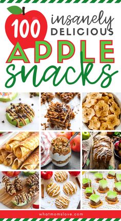 apple snacks with the title overlay that reads, 100 amazingly delicious apple snackes