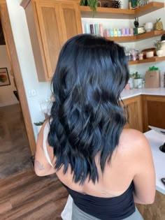 Black Hair Color With Blue Tint, Black Hair With Tint Of Blue, Black Saphir Hair, Blue Tone Black Hair, Ion Blue Black Hair Color, Blue Black Hair Layers, Jet Black With Blue Tint, Subtle Blue Black Hair, Cool Tone Black Hair Color