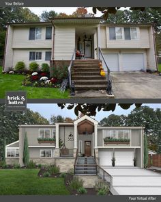 before and after photos of a house in the suburbs