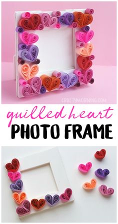 the frame is made out of paper and has hearts cut out of it to look like flowers