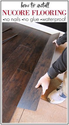 How to install NuCore Flooring - no nails or glue required, installs over most existing floors and it's completely waterproof. Nucore Flooring, Vinyl Wood Flooring, Flooring Installation, Luxury Vinyl Plank Flooring, Basement Flooring, Diy Flooring, Vinyl Plank Flooring, Luxury Vinyl Flooring, Home Upgrades