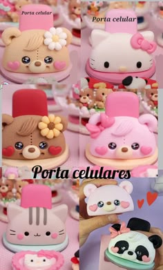 there are many pictures of cakes made to look like animals