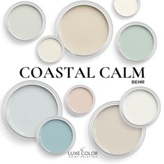 several different colors of paint with the words coastal calm