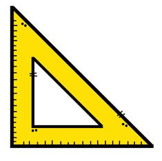 a yellow triangle with a ruler on it