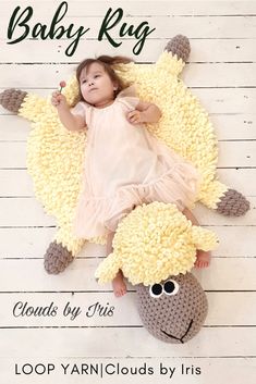 Crochet Baby Rug, Arm Crocheting, Baby Rug, Yarn Animals, Loopy Yarn, Finger Crochet, Alize Puffy, Crochet Sheep