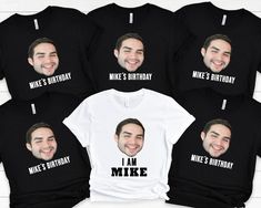 six t - shirts with the faces of two men and one woman, all in black