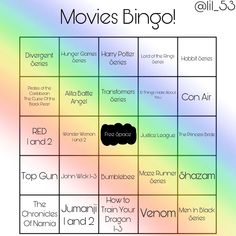 an image of movies bingo game