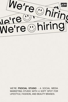 we're hiring, we're hiring - we're social studio with a soft spot for lifestyle, fashion and beauty brands