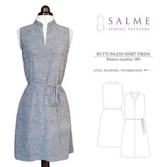 a sewing pattern for a women's dress with an open back and tie at the waist