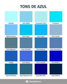 the shades of blue in different colors