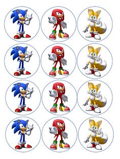 sonic the hedgehog character stickers are shown in different styles and sizes, including tails