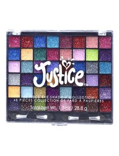 Glitter Eyeshadow Tutorial, Glitter Eye Palette, Pressed Glitter Eyeshadow Palette, Justice Makeup, Beauty Kits, Pale Skin Hair Color, Beginner Makeup Kit, Justice Accessories, Cheap Makeup Brushes