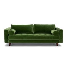 Neck Roll Pillow, Tufted Seat Cushion, Emerald Green Velvet, Roll Pillow, Green Velvet Sofa, Square Arm Sofa, Mid Century Modern Living Room, Wayfair Furniture, Convertible Sofa