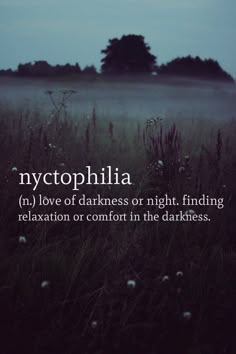 a field with the words, myctophilia in white letters on it