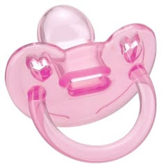 a pink pacifier is shown on a white background