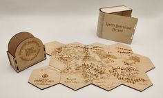 wooden coasters with harry potter map on them