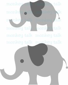 two elephants standing next to each other on a white background