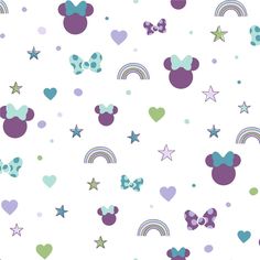 mickey mouse wallpaper with hearts, stars and rainbows