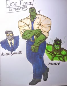 an image of a drawing of a man dressed as the incredible spider - man and hulk - man