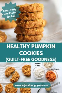 healthy pumpkin cookies with text overlay