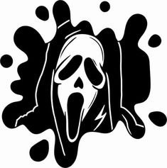 a black and white drawing of a ghost with its mouth open