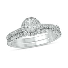 a white gold diamond ring set