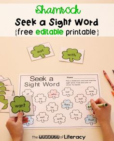 shamrock sight word printables for st patrick's day with free editable