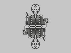 an image of a skeleton with arrows coming out of it's back and head