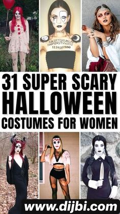 halloween costumes for women with text overlay that reads 31 super scary halloween costumes for women