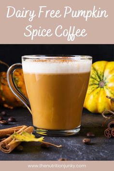 dairy free pumpkin spice coffee in a glass mug