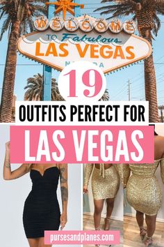 the las vegas sign with text overlaying it that reads 19 outfits perfect for las vegas