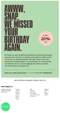 an email message with the words happy birthday