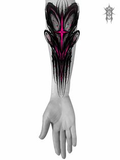 a hand that has some kind of tattoo design on it's arm and wrist